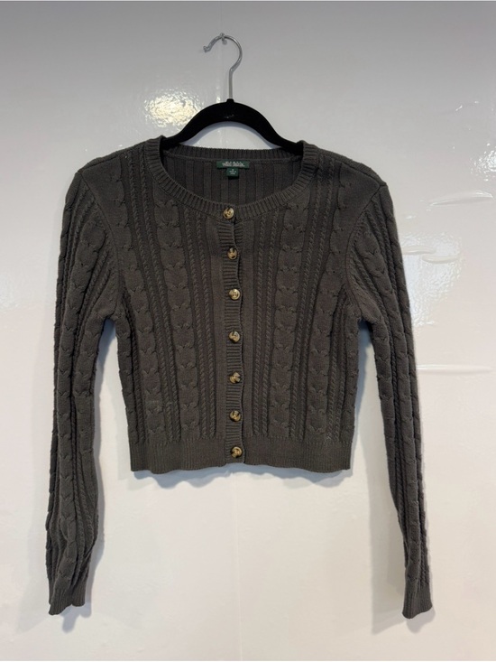 wild fable Sweaters - wild fable Charcoal Cable-Knit Button Cardigan